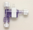 Delta-Flow™ II T Configuration 3cc flush device with Snap Tab™. Clear, white caps and clip. Model 150-202