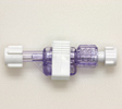 Delta-Flow™ II 3cc male flow-through flush device. Clear, white caps and clip. Model 150-314