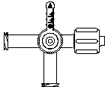 Four-way luer lock, stopcock, blue tint. Model 450-451